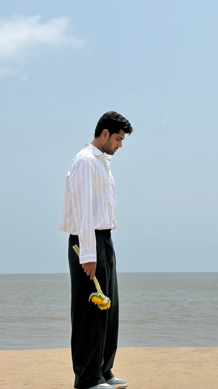 Seabreeze Shirt in blue stripe — Beige Hours