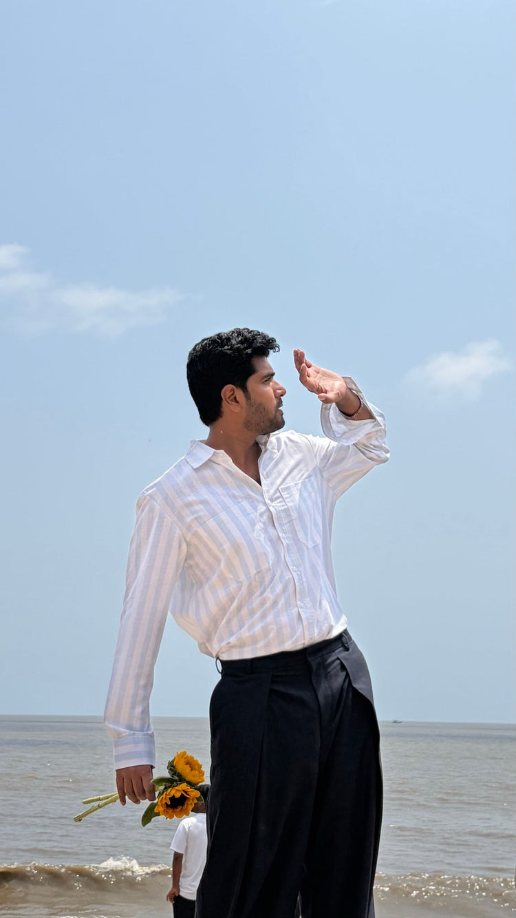 Seabreeze Shirt in blue stripe — Beige Hours