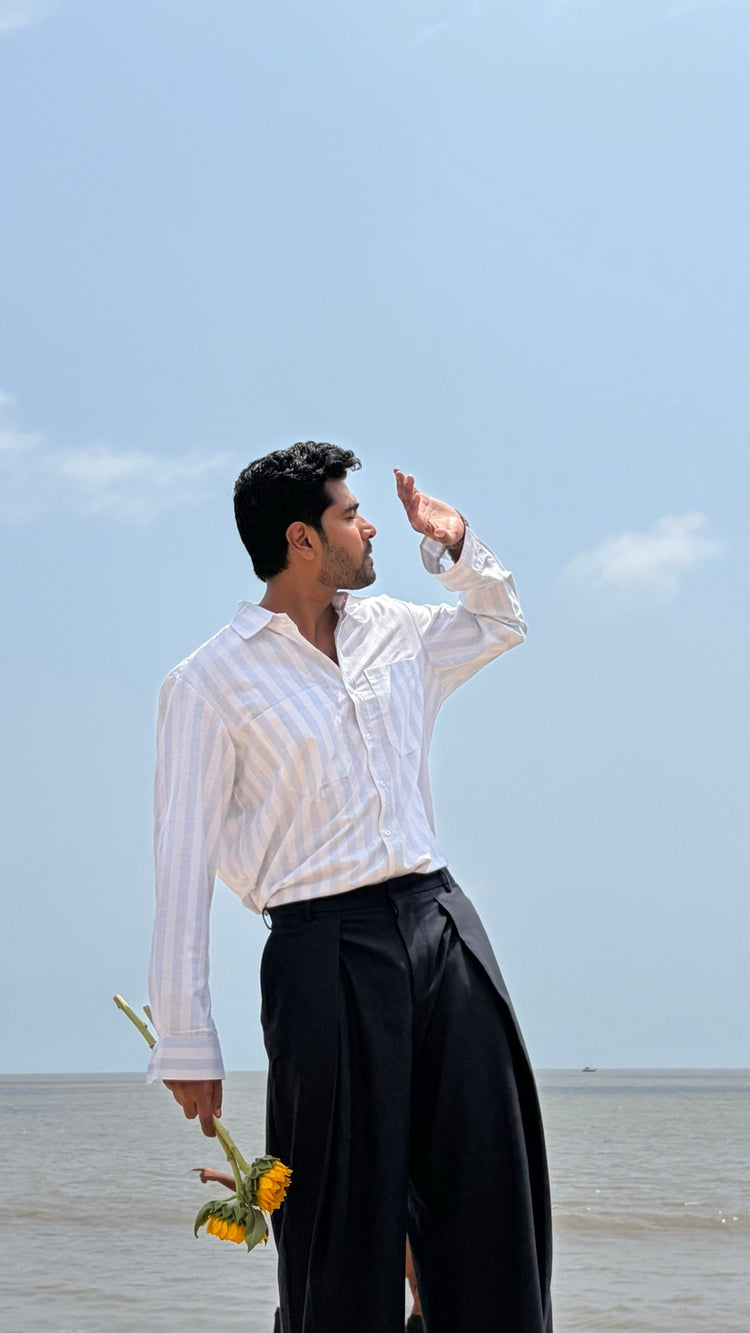 Seabreeze Shirt in blue stripe — Beige Hours