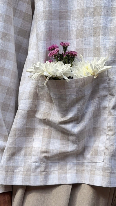 Sunday Shirt in cotton-blend check — Beige Hours