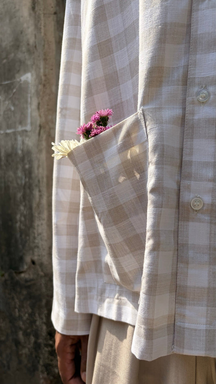 Sunday Shirt in cotton-blend check — Beige Hours